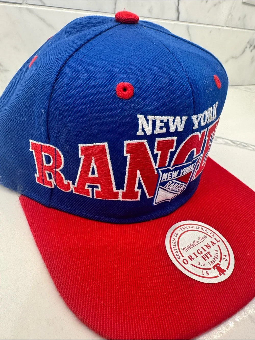 Mitchell & Ness Kids New York Rangers Blue and Red Snapback Hat